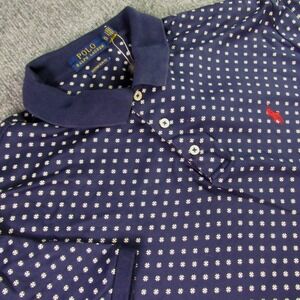 Polo Ralph Lauren Polo Shirt Mens XL Blue Maltese Cross Print Custom Slim Fit